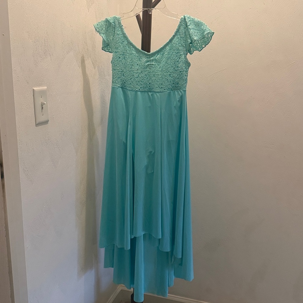 Multicolored High Low Babydoll Dress with Scoop Neck and Flutter Cap Sleeves